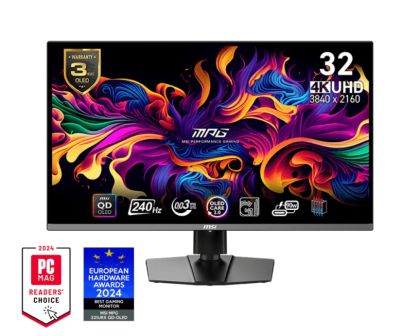Монитор MSI MPG 321URX QD-OLED (9S6-3DD29A-054), 31.5" QD-OLED, 4K UHD (3840x2160) 240Hz, 16:9, 0.03ms, 250 cd/m2, 1.5M:1, AMD FreeSync™ Premium Pro, DP, 2xHDMI, Type-C, USB 2.0, Black