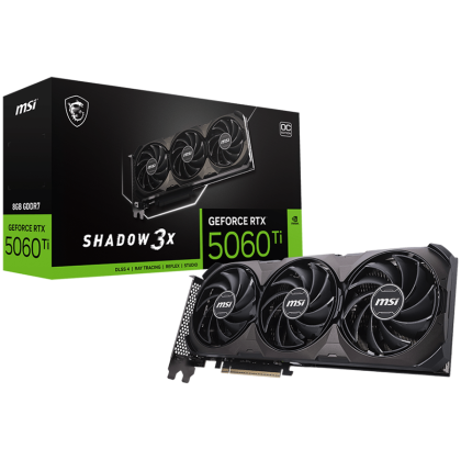 Видео карта MSI GeForce RTX 5060 Ti 8G SHADOW 3X OC CLASSIC, 8GB GDDR7, 128-bit, HDMI, 3xDP