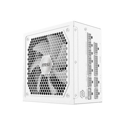 MSI MAG A1000GL PCIE5 WHITE, 1000W, 80 PLUS Gold, 135mm FDB Fan, Protections: OCP/OVP/OPP/OTP/SCP/UVP, Active PFC Design, Flat Cables, Dimensions: 150mmx150mmx86mm, White, 7Y Warranty