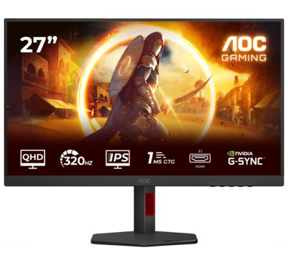 Монитор AOC Q27G4SRU, 27" Fast IPS, QHD (2560x1440) 320Hz, 16:9, 0.3ms, 450cd/m2, 1000:1, Adaptive Sync, Speaker 2x2W, 2xHDMI, DP, USB hub, Black/Red