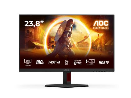 Монитор AOC Q24G4RE, 23.8" Fast IPS, QHD (2560x1440) 180Hz, 16:9, 0.5ms, 300cd/m2, 1000:1, Adaptive Sync, HDMI, DP, Black/Red