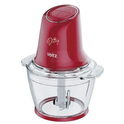 Чопър Oliver Voltz Daisy OV51111W, 600W, 1 литър, Двоен стоманен нож, Стъклена купа, Червен