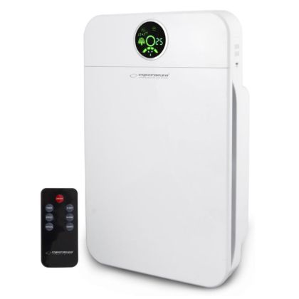 Пречиствател на въздух Esperanza EHP002, 35W, 50 кв/м, 4 етапа на филтриране, HEPA филтър, LCD екран, Таймер, Дистанционно, Бял