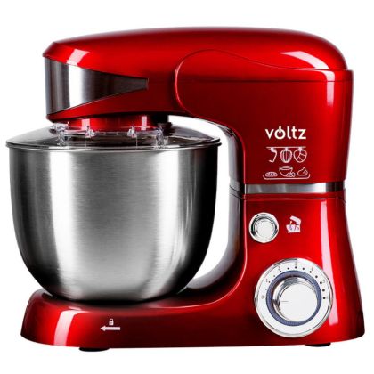 Планетарен миксер Voltz V51115G, 1600W, 5 литра, 3 бъркалки, 6 скорости, LED, Червен металик