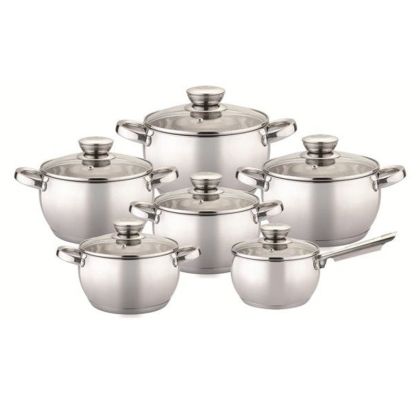 Комплект тенджери Bohmann BH 0512, 12 части, Дебело дъно, Индукция, Инокс