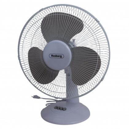 Настолен вентилатор Rosberg R51760B16, 40W, 40 см, 3 скорости, Оцилация, Регулируем наклон, Бял/сив