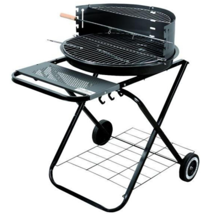 Барбекю на дървени въглища Master Grill & Party MG925, 54.5 см, Емайлиран корпус, Регулируема решетка, Сгъваемо, Колела, Черен