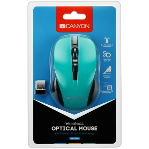 Безжична мишка  CNE-CMSW1GR CANYON 2.4GHz wireless ,1600dpi, Green