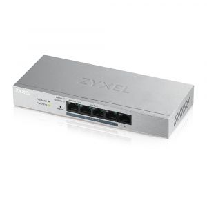 Суич ZyXEL GS1200-5HPv2, 5 Port Gigabit PoE+ webmanaged Switch, 4x PoE, 60 Watt