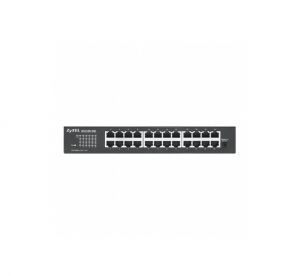 Суич ZyXEL GS1100-24E 24-port Gigabit Unmanaged switch v3, Fanless, 802.3az (Green), desktop/19" rackmount