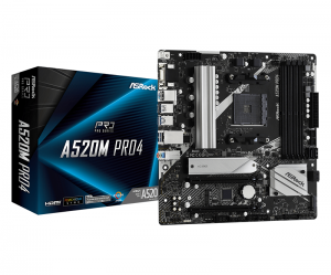 Дънна платка ASROCK A520M PRO4 (AMD AM4, 4xDDR4, 2xM2, HDMI, DP, VGA) Micro ATX