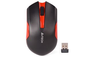 Безжична мишка A4TECH G3-200N, WireLess, 1200 DPI, Black+Red