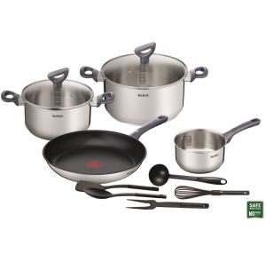 Комплект тигани и тенджери TEFAL G713SB45, DAILY COOK Set 11 pcs (Saucepan 16 w/o lid, stewpot 20/24+lids, frypan 28, 5 tools)