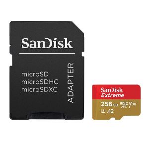 MicroSD памет 256GB SANDISK Extreme microSDXC A2 Class10 V30 UHS-I U3 + SD Адаптер