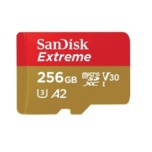 MicroSD памет 256GB SANDISK Extreme microSDXC A2 Class10 V30 UHS-I U3 + SD Адаптер