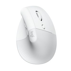 Вертикална безжична мишка LOGITECH Lift for Business (910-006496), Bluetooth, 4000DPI, Off-white