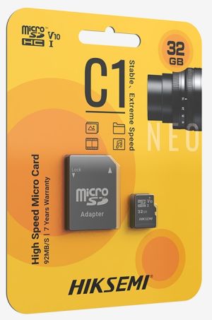MicroSD памет 32GB HIKSEMI NEO C1, microSDHC Class 10 UHS-I TLC + SD Адаптер