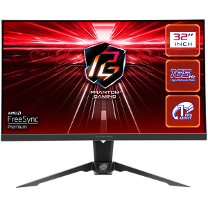 Монитор ASROCK Phantom Gaming PG32QF2B, 31.5" VA, QHD (2560x1440) 165Hz, 16:9, 1ms, 3000:1, 550 cd/m², AMD FreeSync™ Premium, Speaker 2x2W, 2xHDMI, 1xDP, Wi-Fi, Black