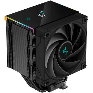 Охладител за процесор DeepCool AK500 Digital, CPU Air Cooler, 1x120mm FK120 PWM FDB Fan, Digital Display, ARGB, TDP 240W, 5 Heatpipes, Black, Intel LGA2066/2011-v3/2011/1700/1200/115x, AMD AM5/AM4, 127×117×160 mm(L×W×H), 3 Year Warranty