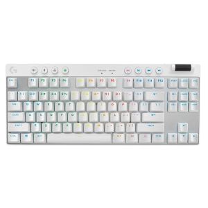 Безжична геймърска клавиатура LOGITECH PRO X TKL Lightspeed (920-012148), Tactile, LIGHTSYNC RGB lighting, USB LIGHTSPEED adapter, US, White