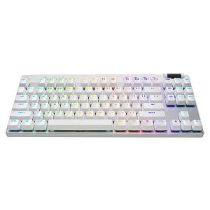 Безжична геймърска клавиатура LOGITECH PRO X TKL Lightspeed (920-012148), Tactile, LIGHTSYNC RGB lighting, USB LIGHTSPEED adapter, US, White