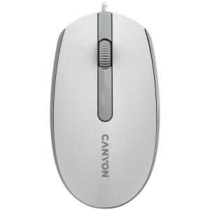 Мишка CANYON M-10 (CNE-CMS10WG), Wired, 1000DPI, USB, White grey