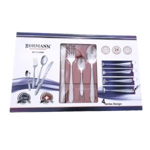 Комплект прибори за хранене BOHMANN BH 7124MR, Кутия, Неръждаема стомана, 24 бр, Инокс