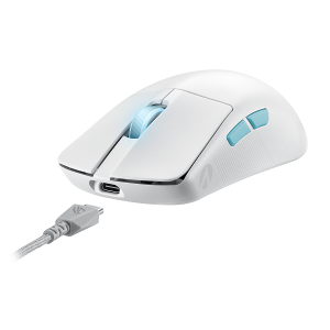 Безжична геймърска мишка ASUS ROG Harpe Ace Aim Lab Edition (90MP02W0-BMUA10), Bluetooth/Wireless/ Wired, 36000DPI, USB, White 