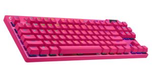 Безжична геймърска клавиатура LOGITECH PRO X TKL Lightspeed (920-012159), Tactile, LIGHTSYNC RGB lighting, USB LIGHTSPEED adapter, US, Pink