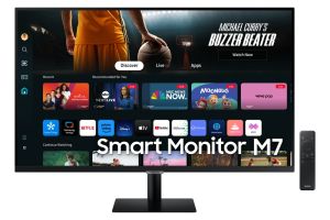 Монитор SAMSUNG M7 M70D 32DM702 (LS32DM702UUXDU), 32" VA, 4K UHD (3840x2160) 60Hz, 16:9, 4ms, 300cd/m2, 3000:1, SMART TV, Tizen OS, Wi-Fi 5, Bluetooth, Speakers, 2xHDMI, USB-C, 2xUSB 2.0, Black