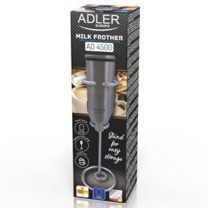 Миксер за фрапе на стойка ADLER AD 4500, Бъркалка и корпус от инокс, 2хAA, Сребрист