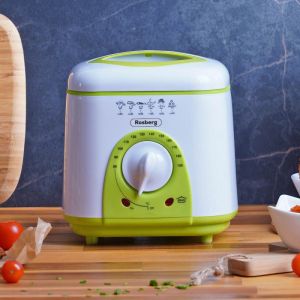 Фритюрник мини ROSBERG R51980B, 1 литър, 950W, 80-190 C, Бял/зелен