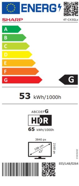 Телевизор 43" SHARP 43GP6265E, 4K Ultra HD QLED, Smart TV, Google TV, 50Hz, WiFi, Black/Silver