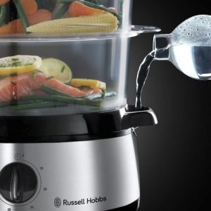 Уред за готвене на пара RUSSELL HOBBS 19270-56, 800W, 3 нива, 9 литра, Таймер 60 мин, Инокс