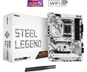 Дънна платка ASROCK B650 Steel Legend WiFi (AMD AM5, 4xDDR5, 1xBlazing M.2 (PCIe Gen5x4), 2xHyper M.2(PCIe Gen4x4), 2.5G LAN, Wi-Fi 6E, HDMI, DP) ATX