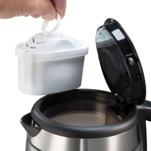 Стъклена електрическа кана с филтър RUSSELL HOBBS Clarity 20760-57, 2200W, 1L, Осветена, Скрит нагревател, SCHOTT DURAN, Филтър BRITA, Инокс