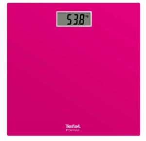 Везна TEFAL PP1403V0, Premiss Pink, glass platform (30x30x2cm), 150kg /100 g, display (65x28mm), 1 battery CR 2032