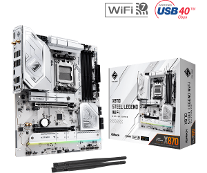 Дънна платка ASROCK X870 STEEL LEGEND WiFi (AMD AM5, 4xDDR5, 1xBlazing M.2, 2xHyper M.2, 2.5G LAN, Wi-Fi 7, HDMI, 2xUSB4) ATX