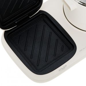 Станция за закуска 2в1 ADLER AD 6421, 1320W, 1л, Незалепващ грил, Таймер, Кремав