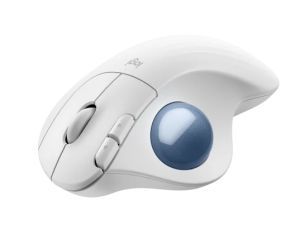 Безжична мишка LOGITECH ERGO M575S (910-007030), Wireless/Bluetooth, 2000DPI, USB, Off-White + Blue Ball