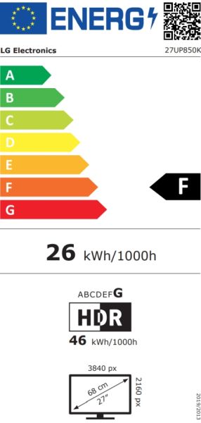 Монитор LG 27UP850K-W UltraFine, 27" IPS, 4K UHD (3840x2160) 60Hz, 16:9, 5ms, 1200:1, 400cd/m2, Dynamic Action Sync, Speaker 2x5W, 2xHDMI, DP, USB-C, White