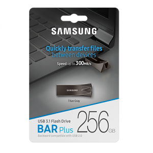 USB памет 256GB SAMSUNG BAR Plus (MUF-256BE4/APC), USB 3.1, Titan Gray