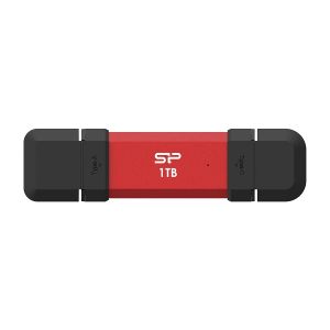 Външно SSD 1TB SILICON POWER DS72 (SP001TBUC3S72VPR), Portable External SSD, Dual USB-C/USB 3.2 Gen 2, up to 1050MB/s, Red