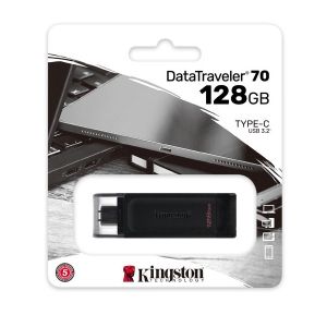 USB памет 128GB KINGSTON DataTraveler 70, USB-C 3.2 Gen 1, Black - DT70/128GB