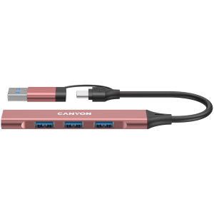 USB hub CANYON DS-02, 4 Port USB-A/C Pink