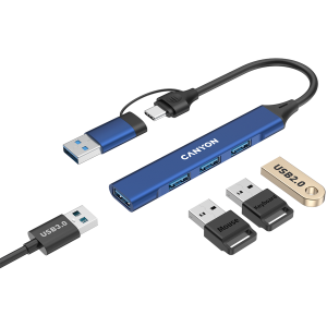 USB hub CANYON DS-02, 4 Port USB-A/C Blue