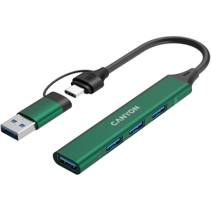 USB hub CANYON DS-02, 4 Port USB-A/C Green