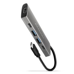 USB hub AXAGON HMC-5G21 2x USB-A + 2x USB-C + HDMI 4K/30Hz, USB-C 3.2 Gen 2 10Gbps hub, PD 60W, 13cm USB-C cable