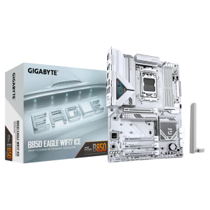 Дънна платка GIGABYTE B850 EAGLE WIFI7 ICE (AMD AM5, 4 x DDR5, 3 x M.2, 2.5GbE LAN, Wi-Fi 7, HDMI, DP) ATX