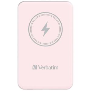 Външна батерия Verbatim MCP-5PK Power Pack 5000 mAh with UBS-C PD 20W / Magnetic Wireless Charging 15W Pink